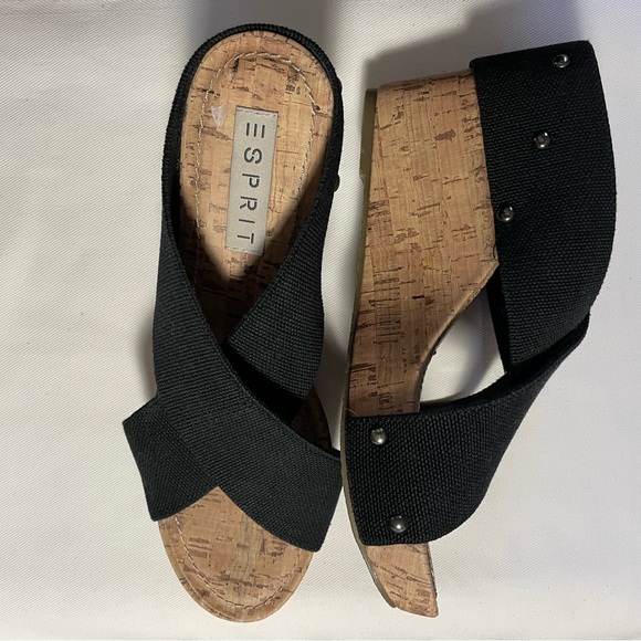 NWOT ESPRIT Oceane2 Cork and Black Sandals.  Women’s 9.5 M - Picture 2 of 6